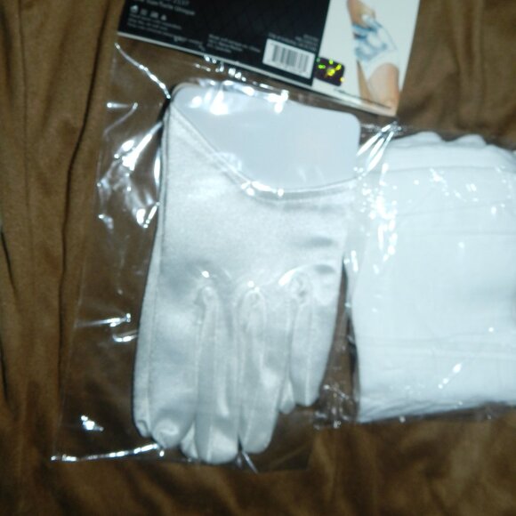 Leg Avenue White Mini Cropped Satin Gloves & Thigh High Stockings 🆕SHIPS⌚😮‍💨⚡ - Picture 5 of 13